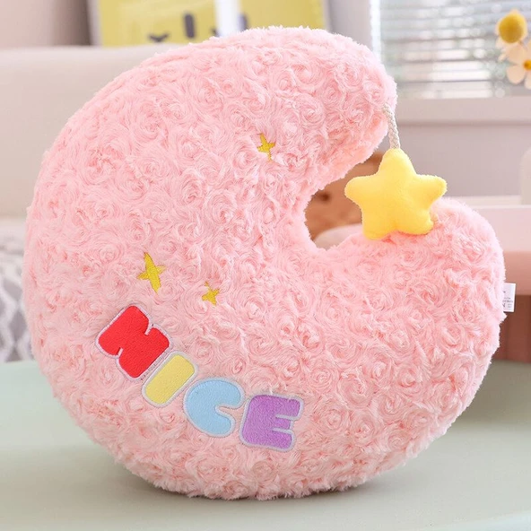 Ay Bulutu Peluş Yastık - Pembe - 32cm