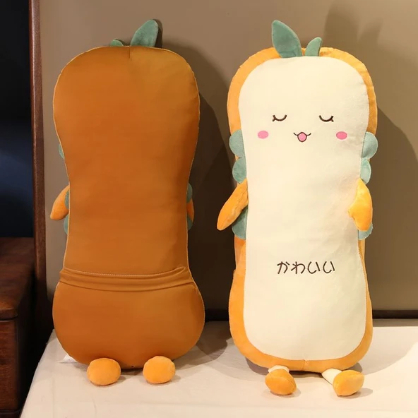 Buz İpekli Tost Ekmek Uzun Yastık Peluş Oyuncak - Kapalı Gözler 1.3 Metre