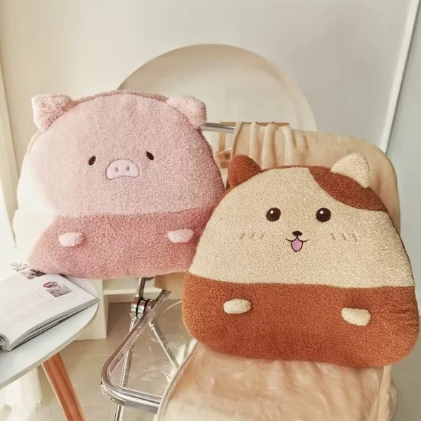 Pirinç Topu Peluş Yastık - Peynir Kedi - 40x38cm