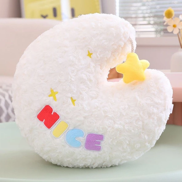 Ay Peluş Yastık - Beyaz - 42cm