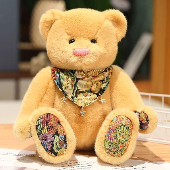 Etnik Tarzda Açık Kahverengi Ayıcık Peluş Oyuncak - 25cm