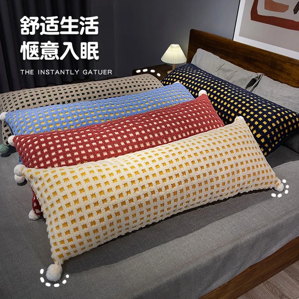 Kuzu Yünü Uzun Yastık Peluş Oyuncak - Kırmızı 60cm - Resim 7