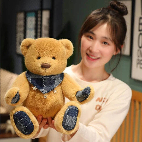 Etnik Tarzda Açık Kahverengi Ayıcık Peluş Oyuncak - 25cm - 10