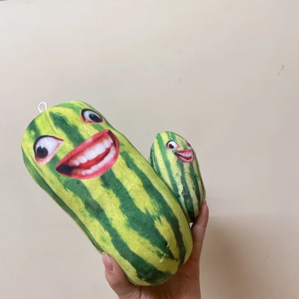 Konuşan Karpuz Peluş Oyuncak - Çizgili-1 - 20cm
