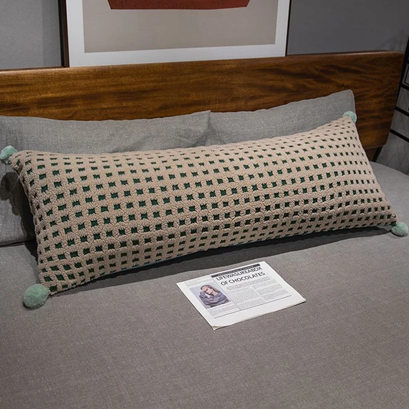 Kuzu Yünü Uzun Yastık Peluş Oyuncak - Kırmızı 60cm - Resim 6