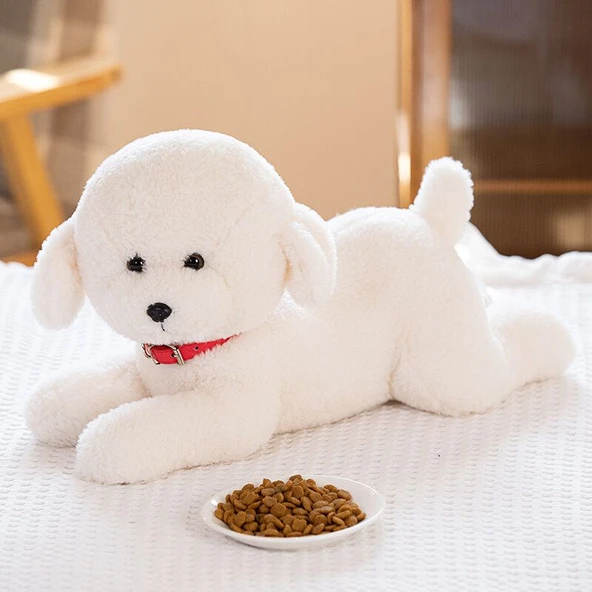 Bichon Frise Peluş Oyuncak - Yatan 28cm - 10