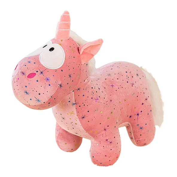 Çiçek Desenli Unicorn Peluş Oyuncak - Siyah 40cm - 6