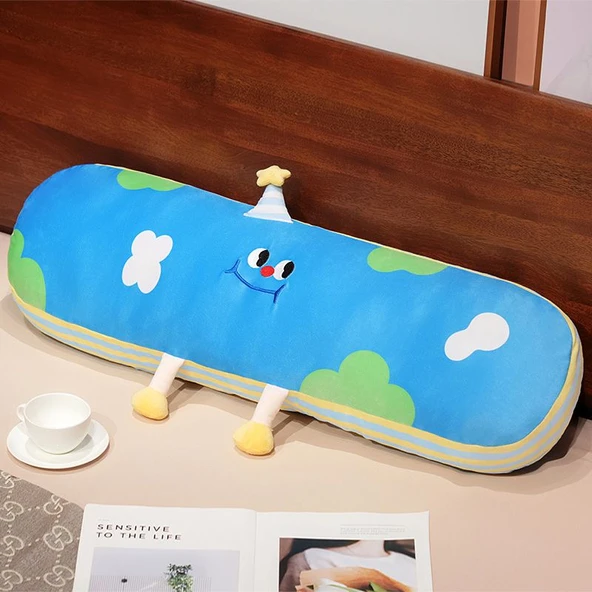 Gezegen Tasarımlı Uzun Peluş Yastık - Dünya - 90cm