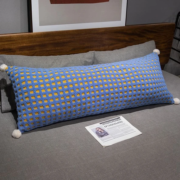 Kuzu Yünü Uzun Yastık Peluş Oyuncak - Kırmızı 60cm - Resim 8