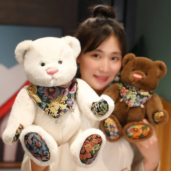 Etnik Tarzda Açık Kahverengi Ayıcık Peluş Oyuncak - 25cm - 7