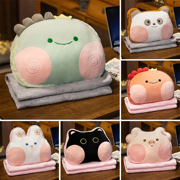 Hayvan Figürlü 3'ü 1 Arada Peluş Yastık - Pembe Dinozor - 3'ü 1 Arada - 10