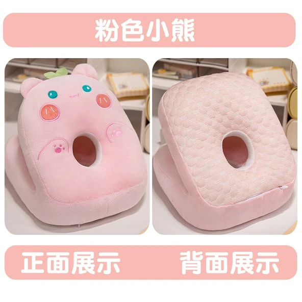 V Şekilli Çift Taraflı Uyku Yastığı - Pembe Ayı 22x27cm