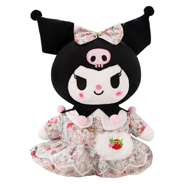 Kuromi Ayakta Peluş Oyuncak 30cm - Pembe JK Seti Elbise - 10