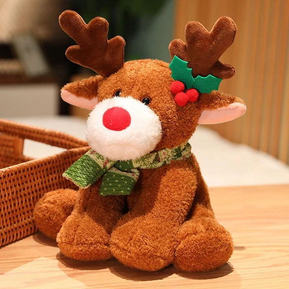 Noel Geyiği Peluş Oyuncak - Çikolata Kahverengi - 32cm