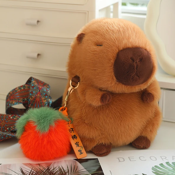 Kapibara Peluş Sırt Çantası - İyi Şeyler Oluyor Turuncu - 24cm