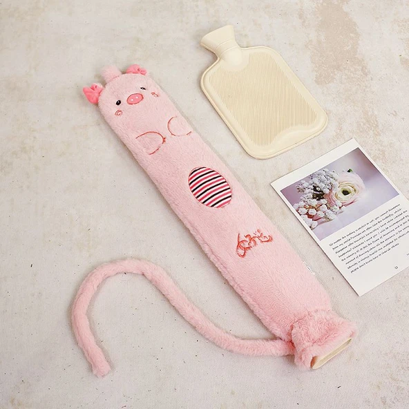 Uzun Sıcak Su Torbası Peluş Oyuncak - Domuzcuk 70cm