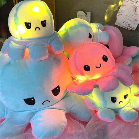 Çift Taraflı Ahtapot Peluş Oyuncak - Gökkuşağı - 20cm - 4