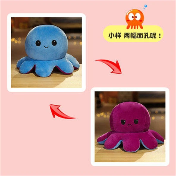 Çift Taraflı Ahtapot Peluş Oyuncak - Gökkuşağı - 20cm - 11