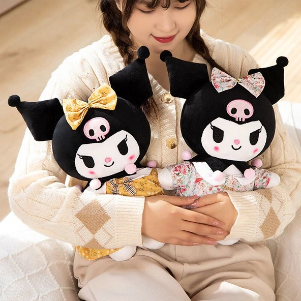 Kuromi Ayakta Peluş Oyuncak 30cm - Pembe JK Seti Elbise - 8