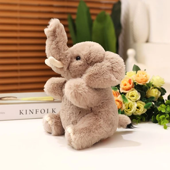 Gerçekçi Fil Peluş Oyuncak - Gri - 30cm
