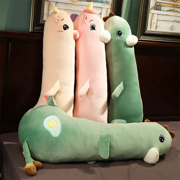 Çizgi Film Peluş Hayvan Yastık - Yeşil - 100cm - 12