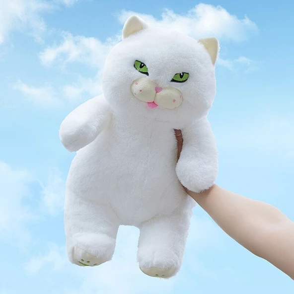 Beyaz İngiliz Shorthair Kedi Peluş Oyuncak - 60 cm