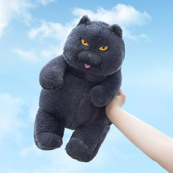 Gri İngiliz Shorthair Kedi Peluş Oyuncak - 80 cm