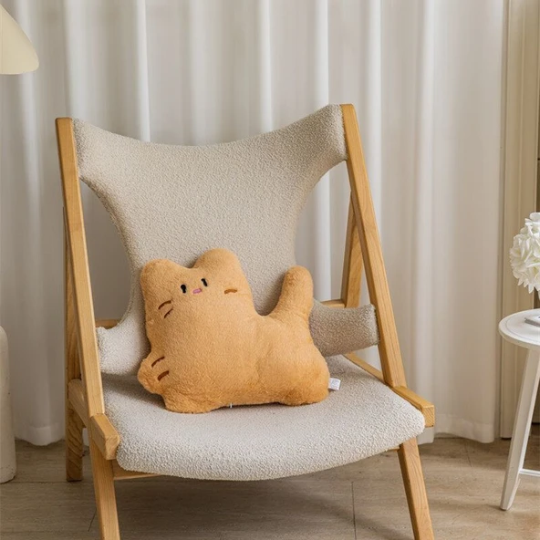 Sevimli Kedi Peluş Yastık - Kahverengi 40cm