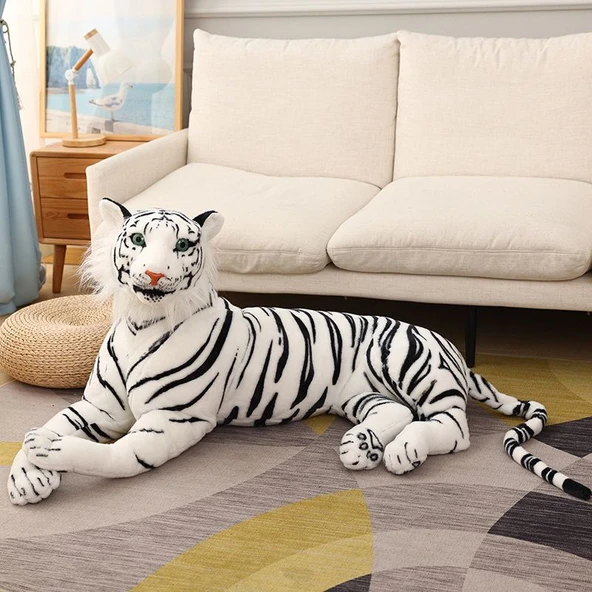Peluş Kaplan Oyuncak - Beyaz - 75cm