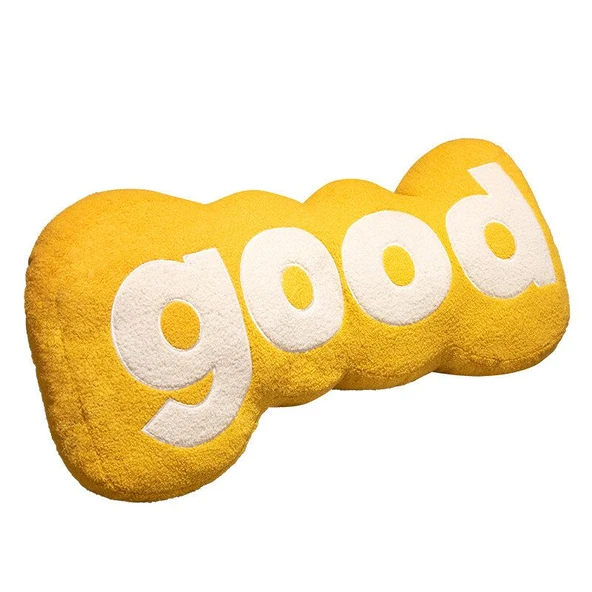 Peluş Yastık Good Yazılı - Beyaz - 65x30cm - 12