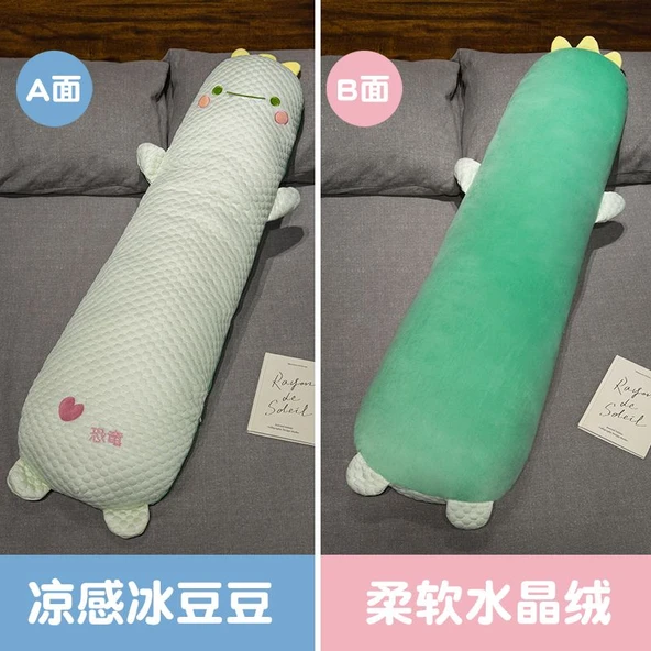 Dinozor Tasarımlı Uzun Peluş Yastık - 120cm