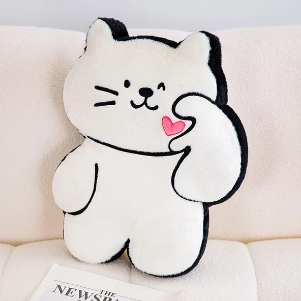 Yanak Kalp Peluş Yastık - Kuzu Süt Başlığı - 60*40*15cm - 11