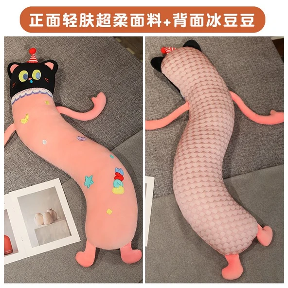 Dopamin Karikatür Buz Fasulye Uzun Yastık Peluş Oyuncak - Yeşil Dinozor 100cm - 5