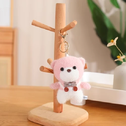 Sevimli Peluş Oyuncak Anahtarlık - Pembe Kedi 13cm