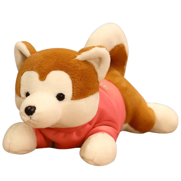 Mavi Giysili Akita Köpek Peluş Yastık - 40cm - 4
