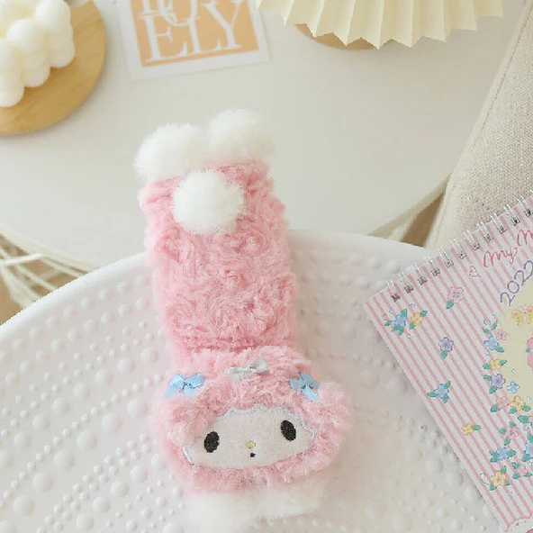 Pembe Kuzu Peluş Yastık Battaniye Araba Minderi - Emniyet Kemeri - Tek Boyut