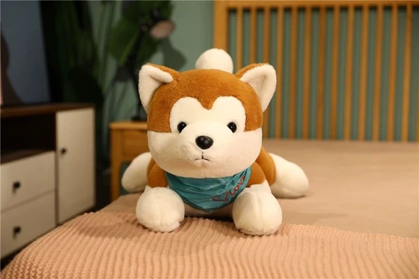 Mavi Giysili Akita Köpek Peluş Yastık - 40cm - 11
