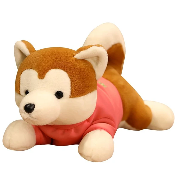 Mavi Giysili Akita Köpek Peluş Yastık - 40cm - 2