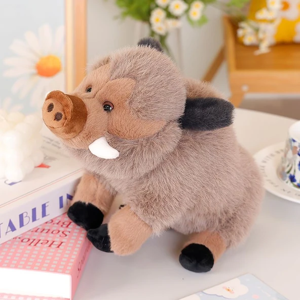 Yaban Domuzu Peluş Oyuncak - Sütlü Kahve - 25cm - 1
