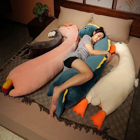 Hayvan Figürlü U Şeklinde Peluş Yastık - Beyaz - 100cm - 2
