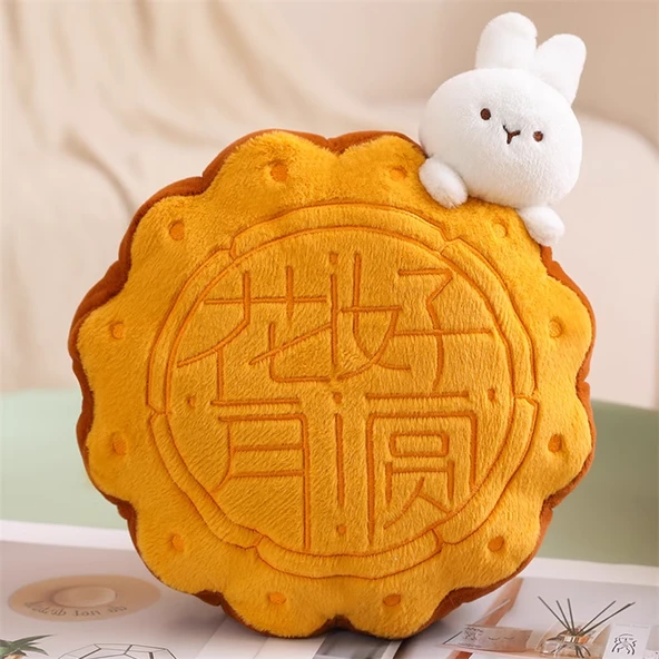 Yaratıcı Sonbahar Ortası Ay Çöreği Peluş Yastık - Hua Hao Yue Yuan - 26cm