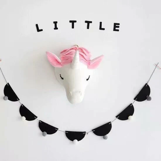 Peluş Hayvan Kafası Duvar Dekoru - Unicorn - 3
