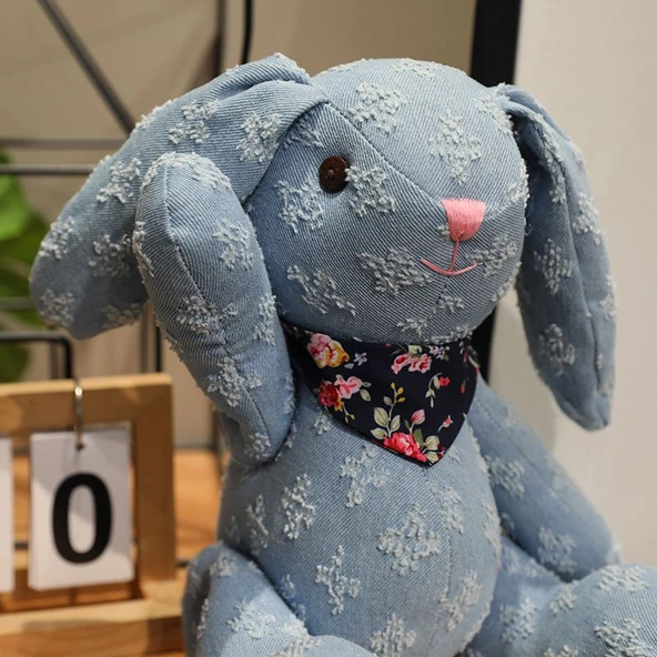 Kumaş Tavşan Peluş Oyuncak - Mavi 36cm - 12