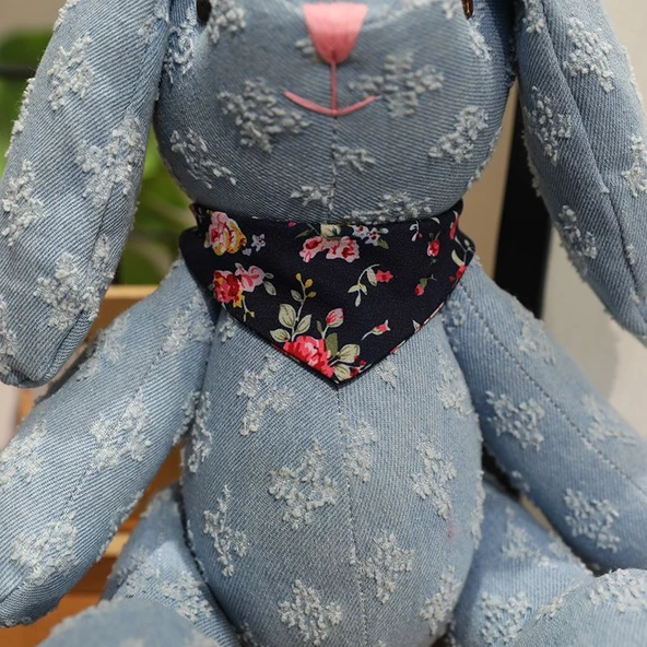 Kumaş Tavşan Peluş Oyuncak - Mavi 36cm - 8