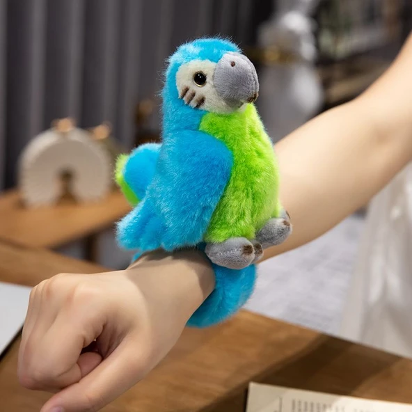 Papağan Çıtçıtlı Peluş Oyuncak - Mavi Papağan - 20cm