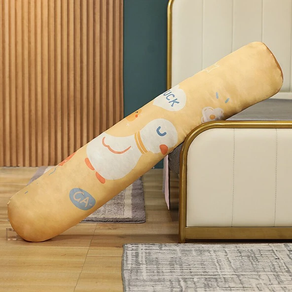Buz İpek Silindir Peluş Yastık - Ördek - 75cm
