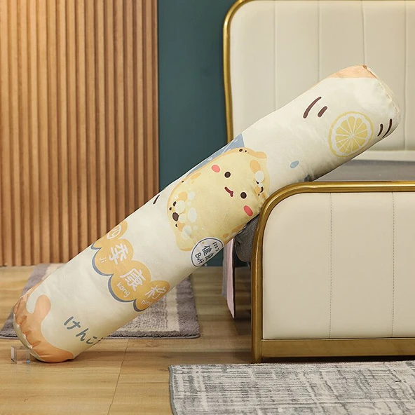 Buz İpek Silindir Peluş Yastık - Greyfurt - 125cm