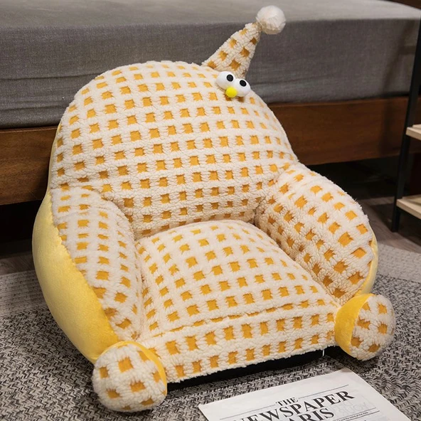 Sarı Dopamin Canavarı Dolgulu Puf Minder - 58x35x33cm