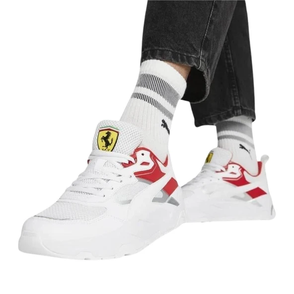 Puma Ferrari Trinity-P White-P Silver-Rosso Corsa Erkek Sneaker - Resim 6