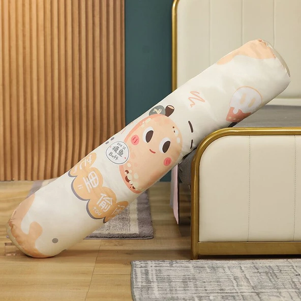 Buz İpek Silindir Peluş Yastık - Greyfurt - 125cm - 8